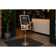 Height Adjustable and orientable information stand 