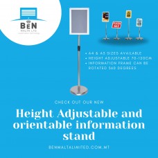 Height Adjustable and orientable information stand 